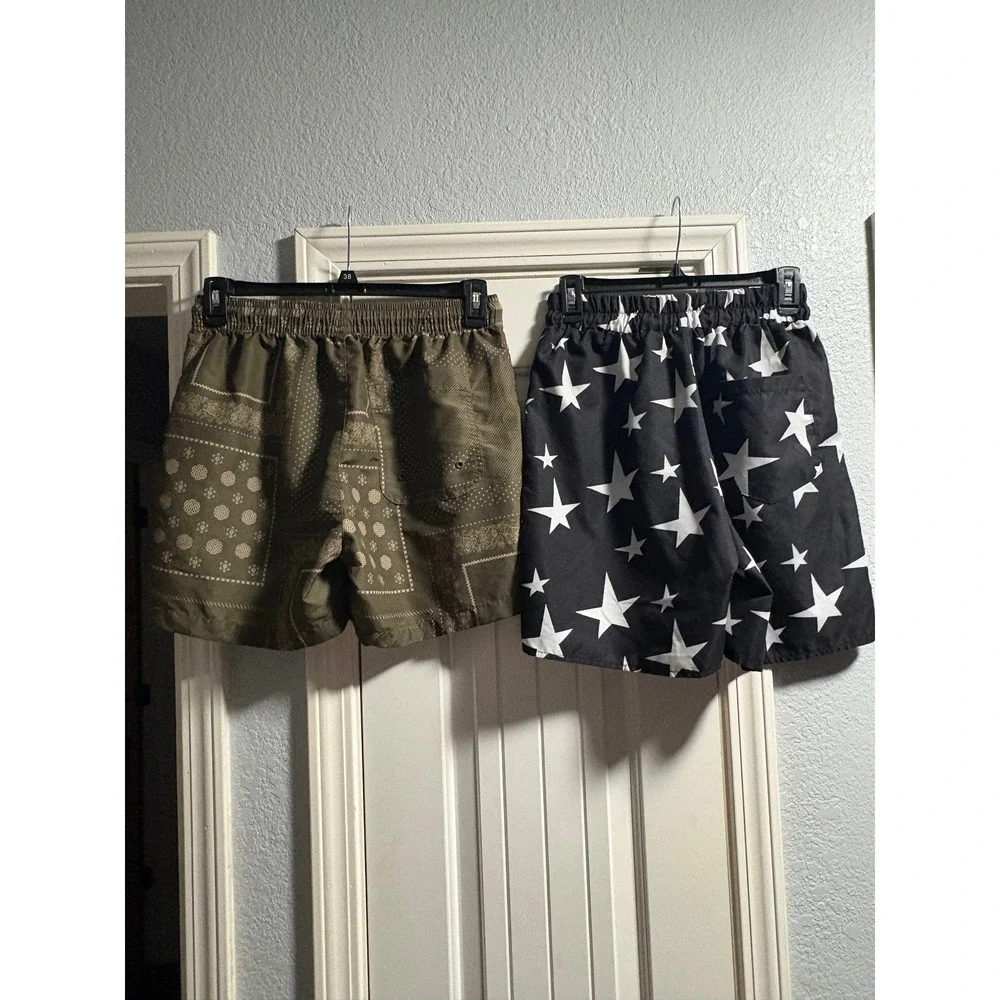 Unbranded Swim Trunks Bundle Mens Small Olive Bandana Black Star Excellent NY